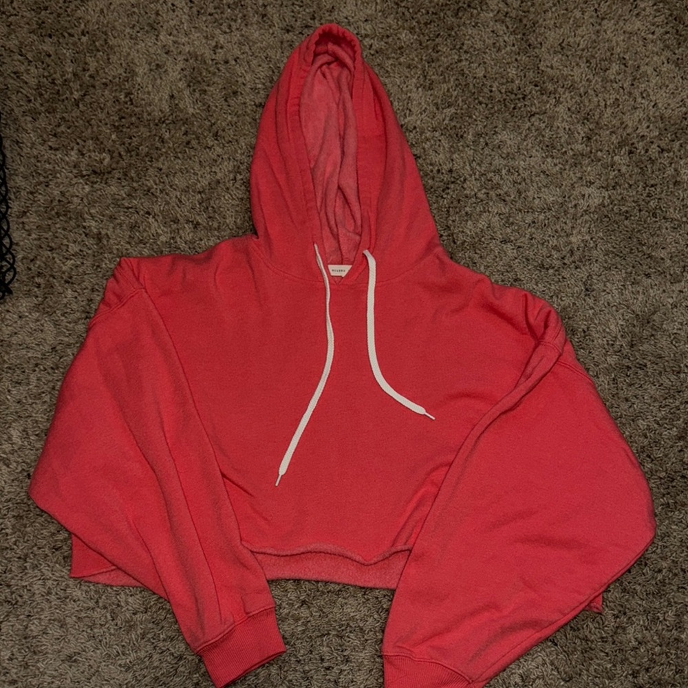 Gilded Intent Pink Oversized Crop Hoodie